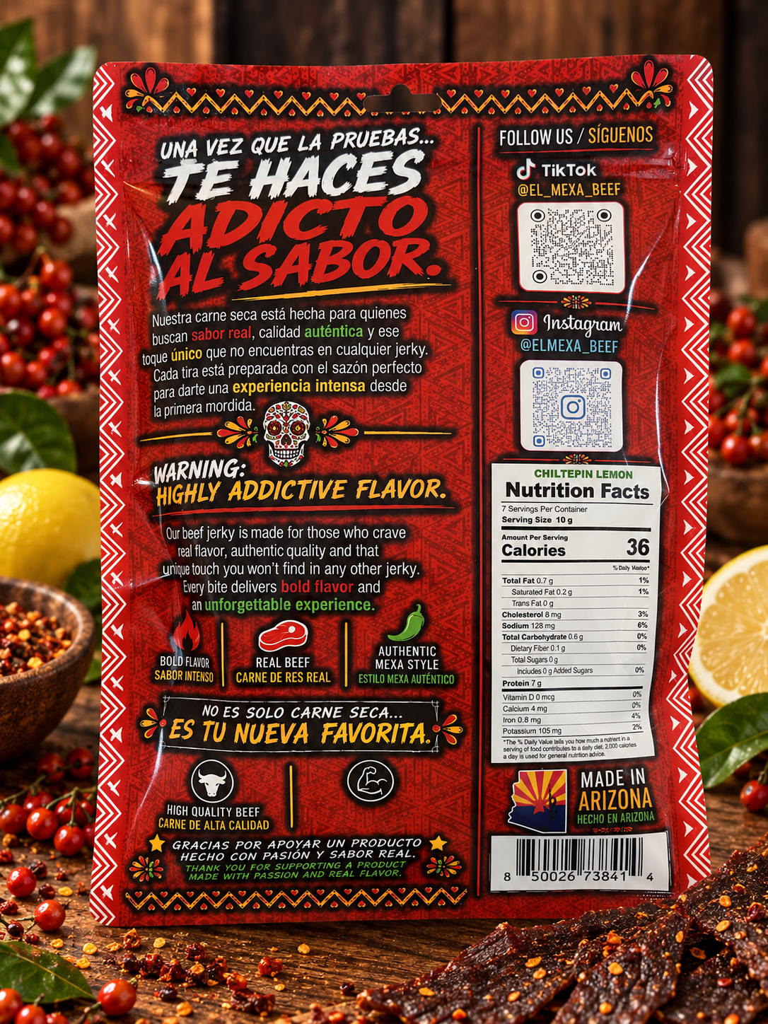 Spicy Chiltepin Lemon Beef Jerky